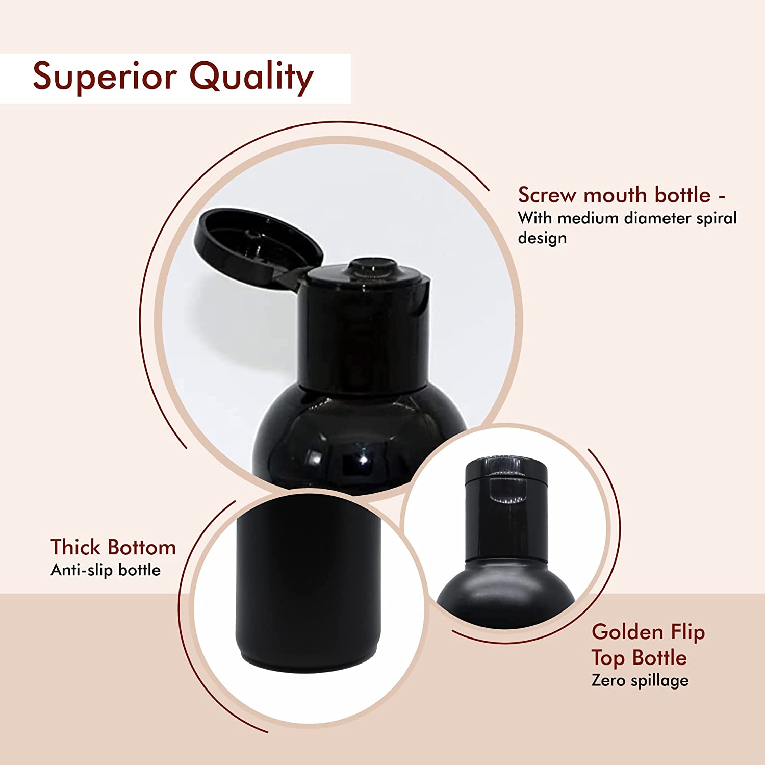 Shoprythm Packaging,Plastic Travel Bottles Empty Black HDPE Bottle with Disc Flip Top Cap Refillable Reusable Shoprythm Packaging,Plastic Travel Bottles Empty Black HDPE Bottle with Disc Flip Top Cap Refillable Reusable